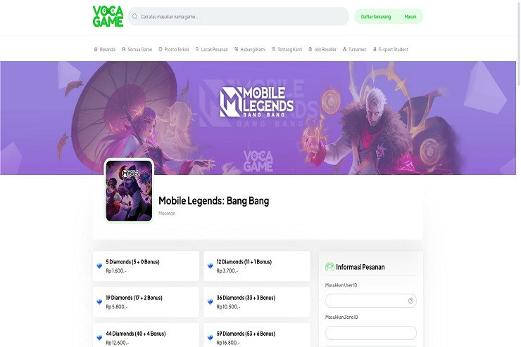 Tutorial Top Up Mobile Legends Murah di Vocagame